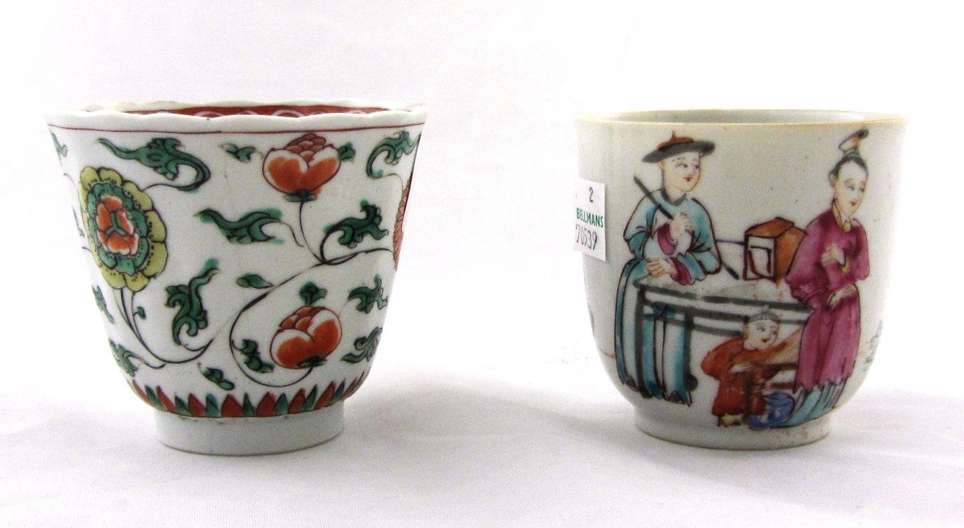 Appraisal: A Chinese porcelain famille verte beaker Kangxi the lobed sides