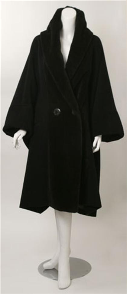 Appraisal: Romeo Gigli wool and mohair cocoon coat Black herringbone weave