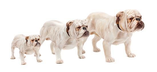 Appraisal: A Group of Three Royal Doulton Bulldogs Width of widest