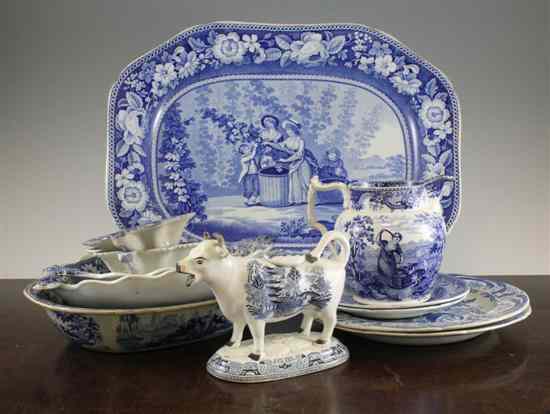 Appraisal: A group of th century blue and white pottery items