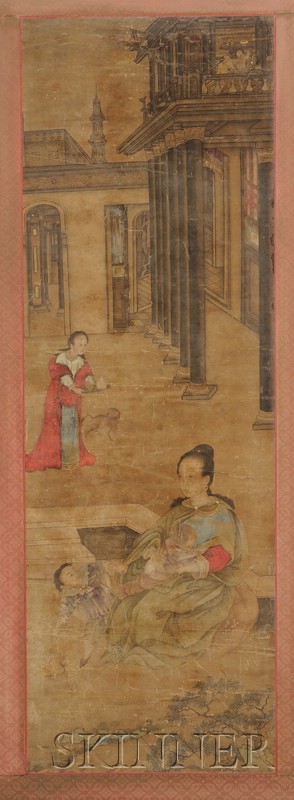 Appraisal: Painting China th century ink and colors on silk scene