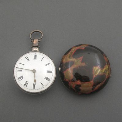 Appraisal: A silver and mixed metal pair cased verge watch by