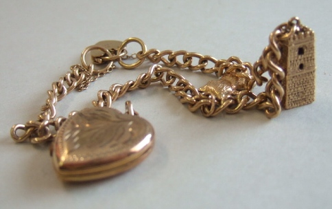 Appraisal: A ct gold curb link charm bracelet on a ct