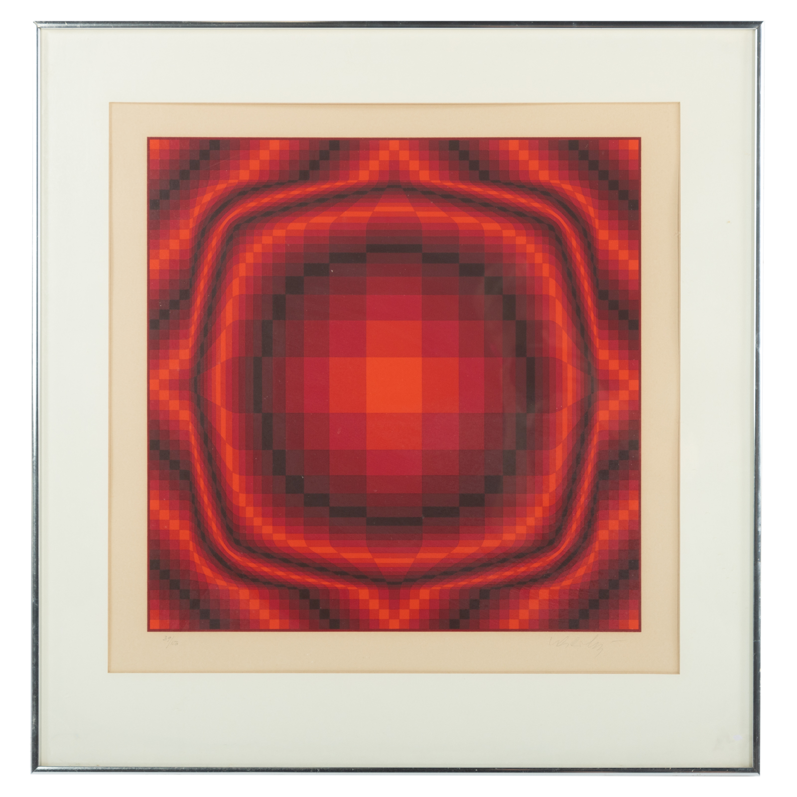 Appraisal: VICTOR VASARELY RED ABSTRACT SERIGRAPH French - Serigraph in colors