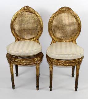 Appraisal: Pair of Louis XVI style side chairs Pair of Louis