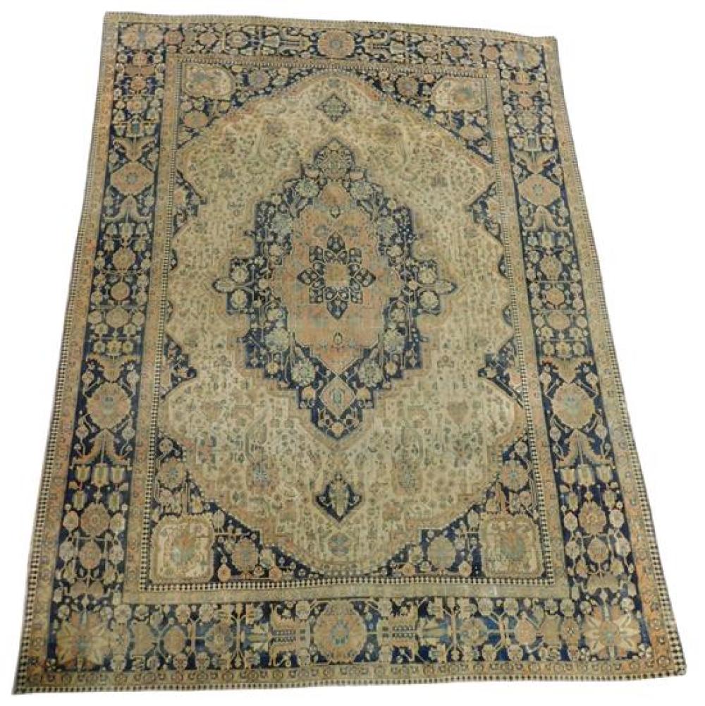 Appraisal: RUG Antique Persian Kashan ' x ' finely woven wool