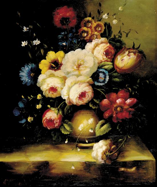 Appraisal: Nicolaes van Veerendael after Belgium - FLORAL STILL LIFEoil on