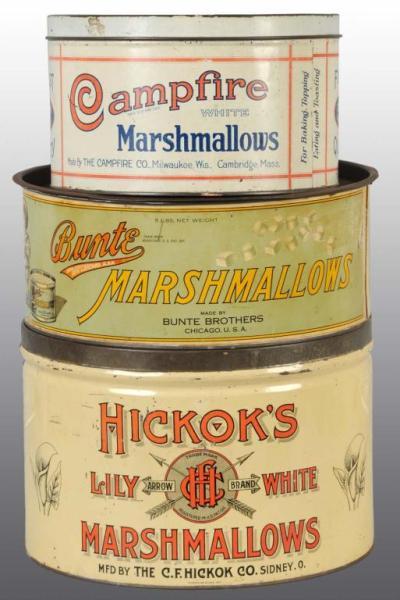 Appraisal: Lot of Large Marshmallow Tins Description Includes one for Campfire