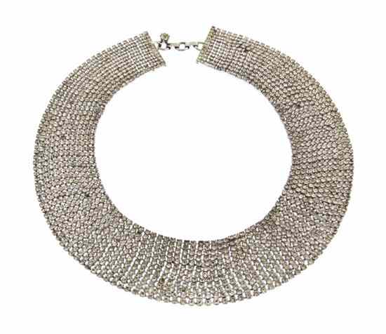 Appraisal: A Pauline Trigere Multirow Rhinestone Collar Necklace Stamped Trigere