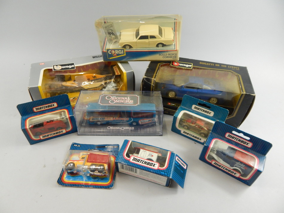 Appraisal: Various die-cast vehicles to include boxed Matchbox Corgi Rolls Royce