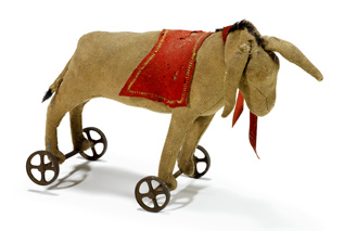 Appraisal: Stuffed donkey pull toy early th century H in L