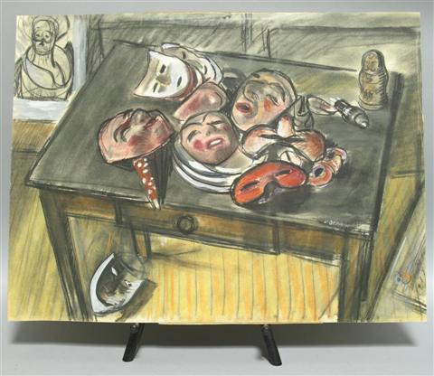 Appraisal: VICTOR DE PAUW AMERICAN - FALSE - FACES ETC Pastel