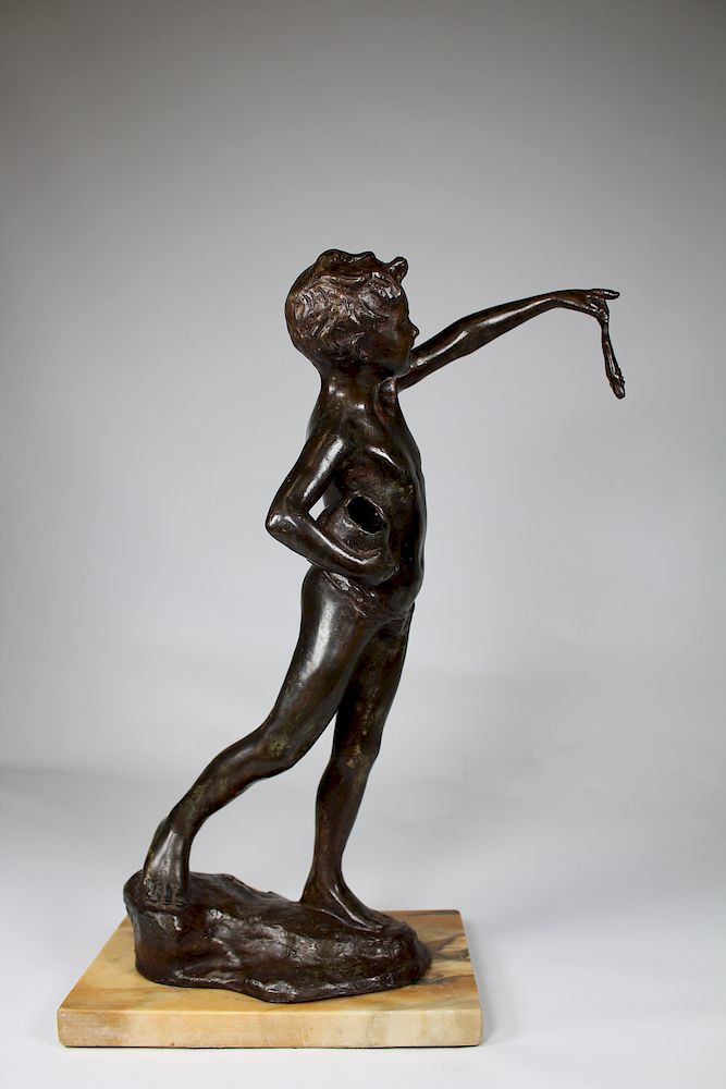 Appraisal: Gaetano De Martini - Bronze Boy w Fish Gaetano De