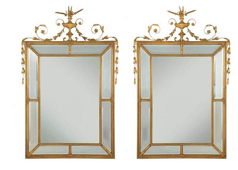 Appraisal: Pair Hepplewhite Style Gilt Mirrors th century each gilt wood