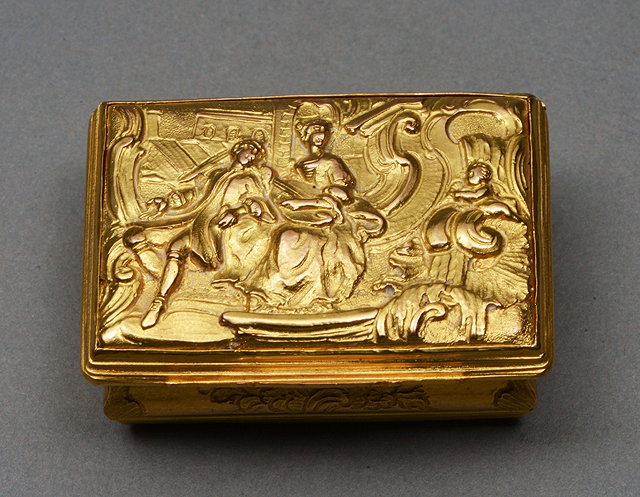 Appraisal: A GEORGIAN GILT METAL SPICE BOX rectangular with waisted sides