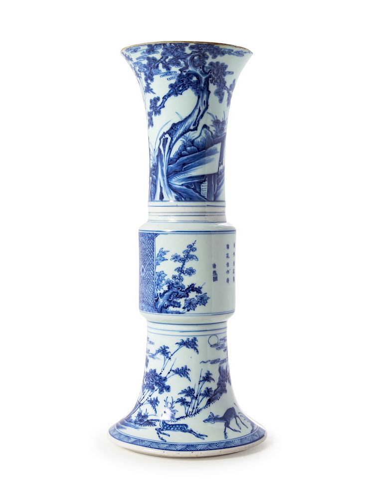 Appraisal: A Blue and White Porcelain Gu Vase Height in cm