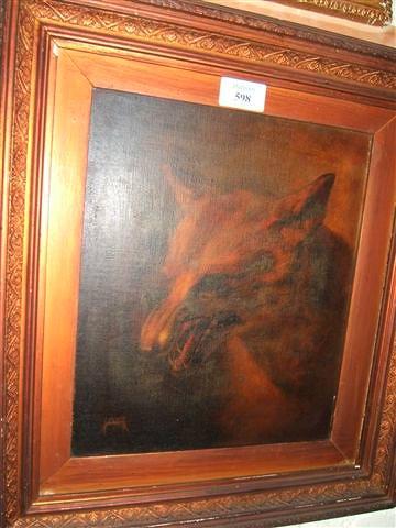 Appraisal: th Century English School portrait of a fox oil on