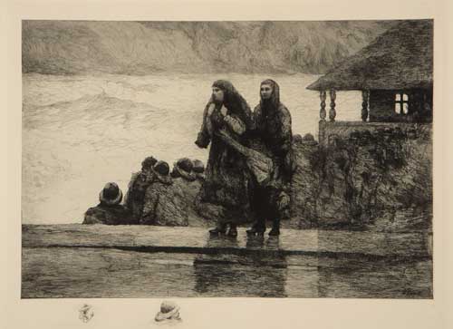 Appraisal: WINSLOW HOMER Perils of the Sea Etching on cream imitation