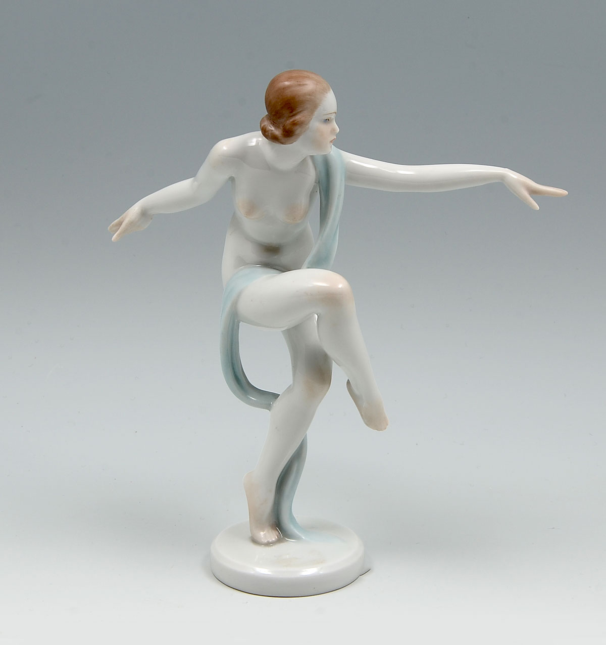 Appraisal: HEREND ART DECO NUDE BALLERINA Herend porcelain art deco nude