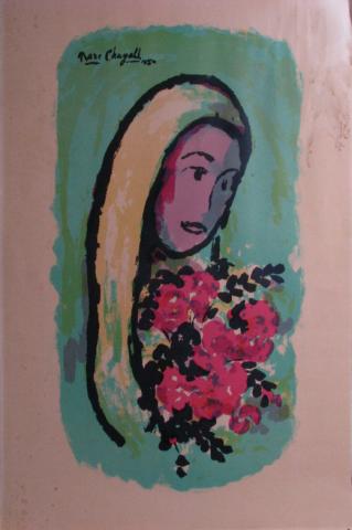 Appraisal: After Marc Chagall silkscreen depicting woman with bouquet image size