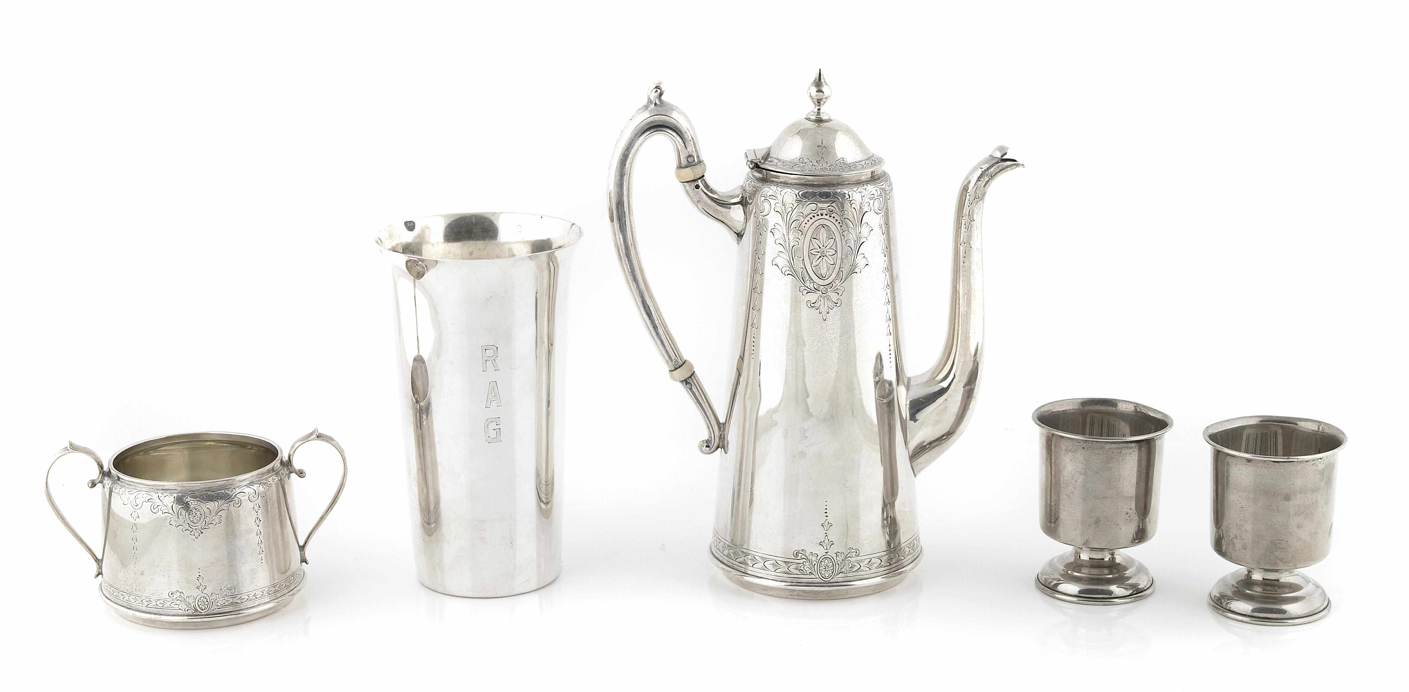 Appraisal: A group of American sterling silver hollowware th centuryComprising a