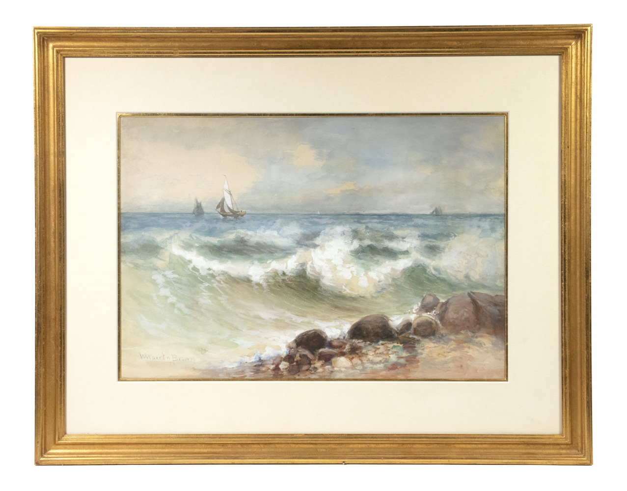 Appraisal: W WARREN BROWN TH C DC Crashing Surf with Sailboats