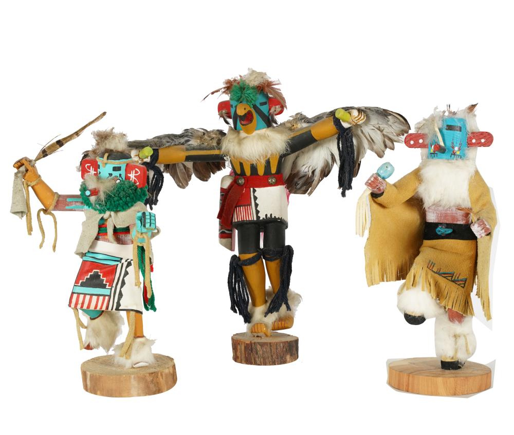 Appraisal: VARIOUS ARTISTS THREE KACHINA DOLLSeach inscribed to underside the first