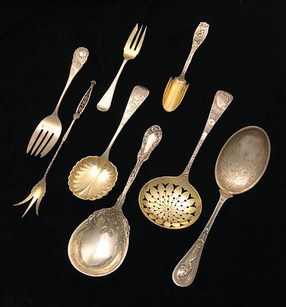 Appraisal: A group of sterling flatware service piecesVarious American makers late