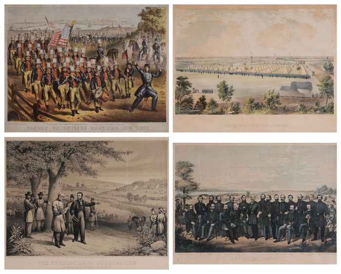 Appraisal: Four Civil War Prints th century Camp Oliver th Mass