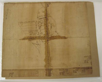 Appraisal: piece Manuscript Land Patent Map Acquacknonk Settlement Passaic New Jersey