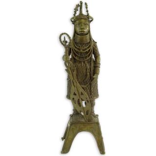 Appraisal: th Century Benin Nigeria Brass Lost Wax Cast Standing Shrine