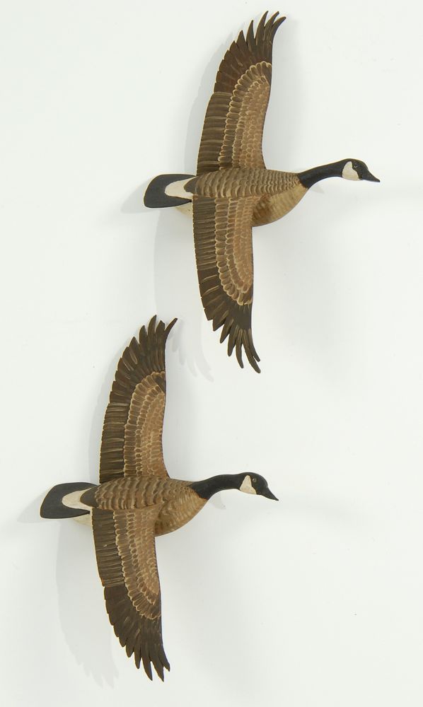 Appraisal: PAIR OF MINIATURE CANADA GEESE In flying form Signed A