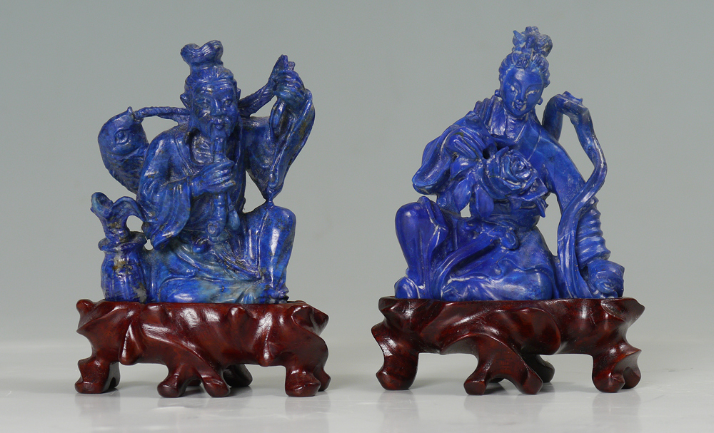 Appraisal: PIECE CHINESE CARVED SODALITE FIGURES figures to include Fisherman with