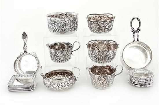 Appraisal: Whiting sterling warming pans and creamer sets New York late