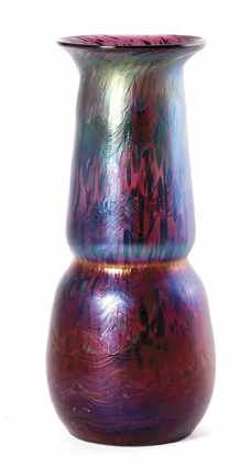 Appraisal: Loetz iridescent vase baluster form with speckled wave pattern in