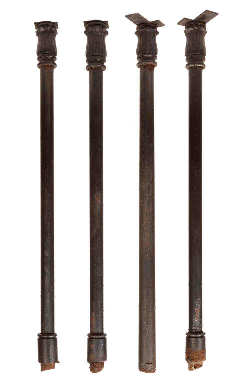 Appraisal: Set of Four Cast Iron Columns with foliate collar one