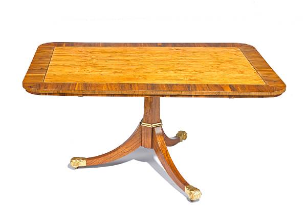 Appraisal: A Regency parcel gilt zebra wood and rosewood breakfast table