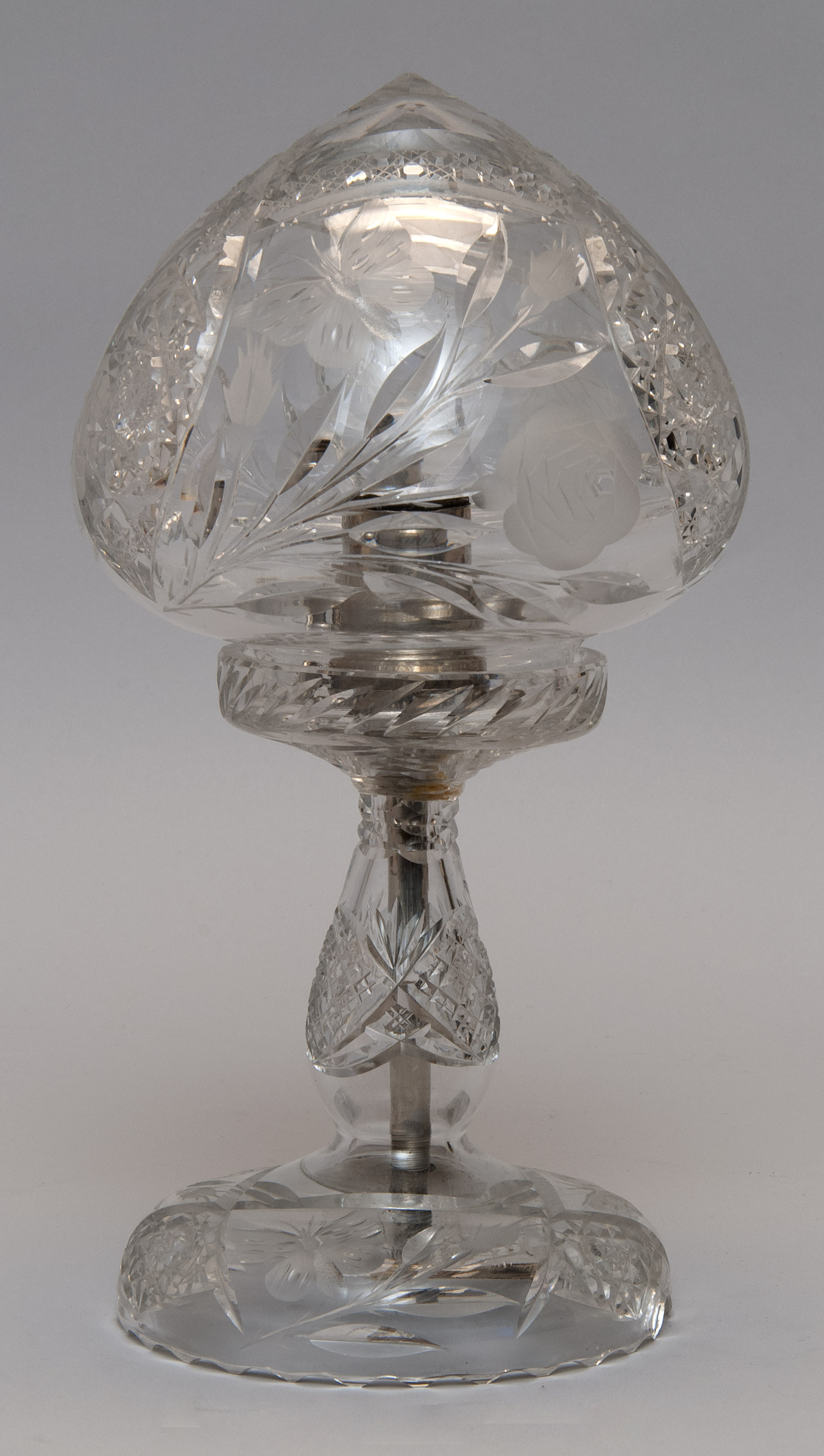 Appraisal: CUT GLASS BOUDOIR LAMP First Half of the th CenturyWith