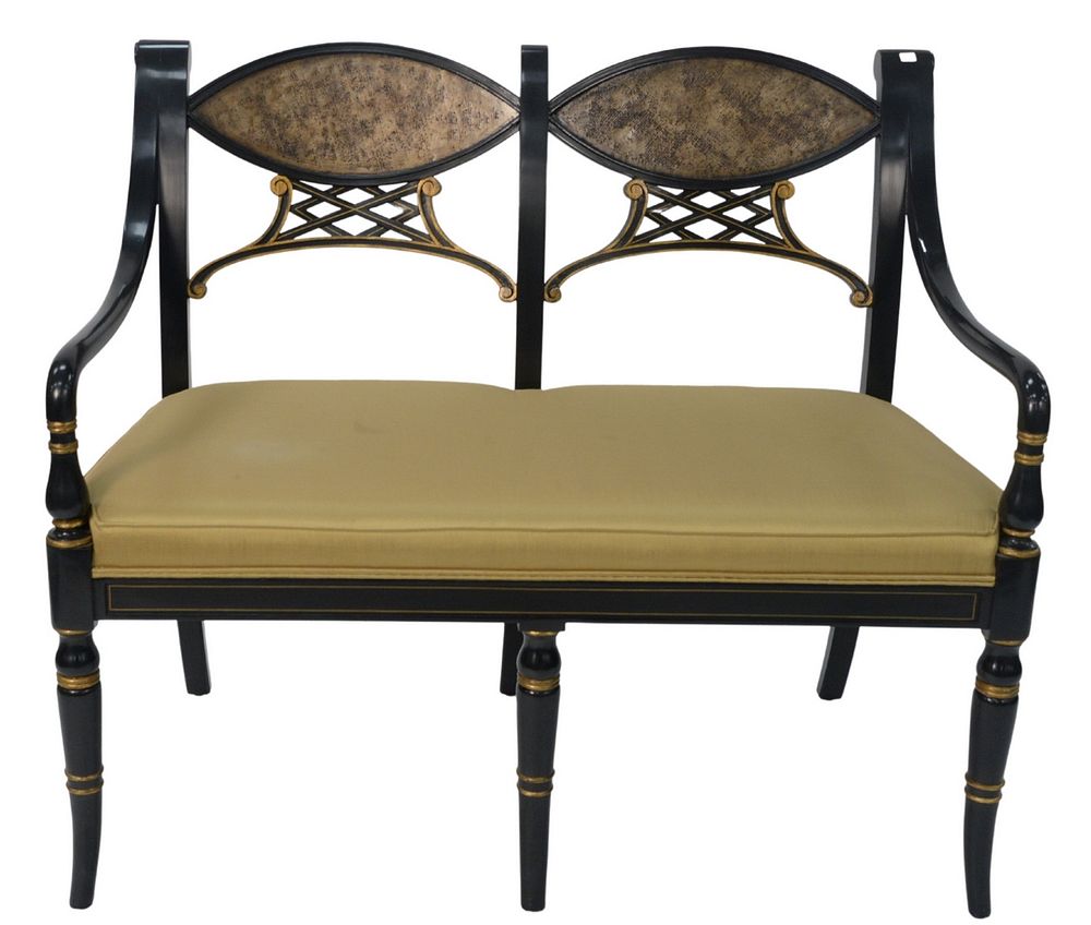 Appraisal: Theodore Alexander Between Friends Regency Style Ebonized Settee height inches