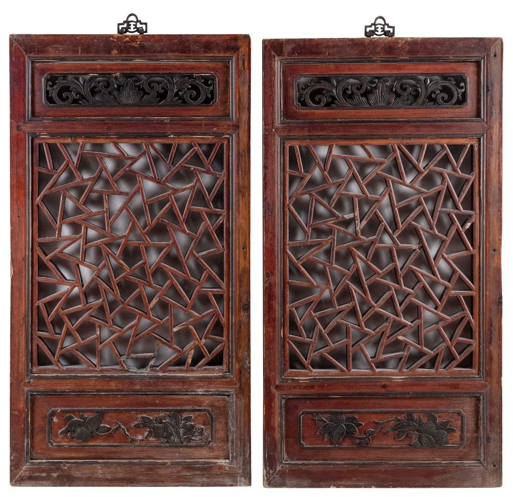 Appraisal: PAIR OF CHINESE CARVED WOOD OPENWORK PANELS LATE TH EARLY