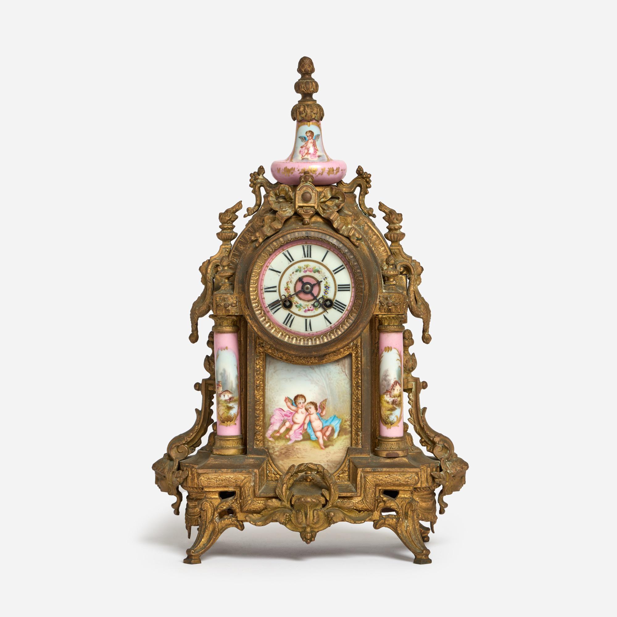 Appraisal: ANTIQUE NEOCLASSICAL MANTEL CLOCK CHARLES JACQUES NY An antique mantel