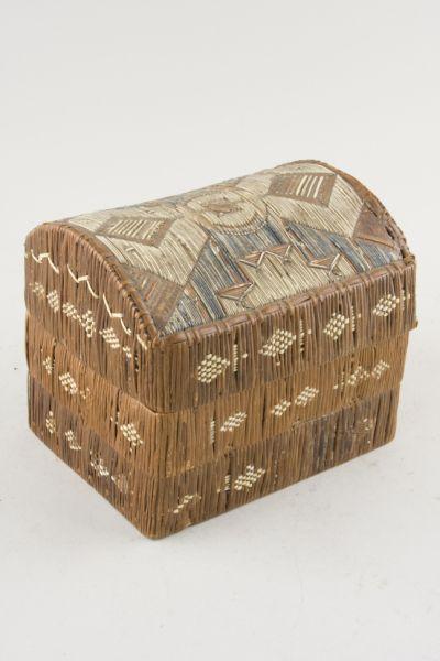 Appraisal: Native American Micmac Quilled Bark Box ca th c basketweave