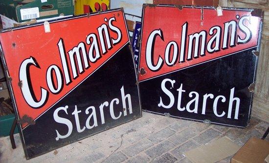 Appraisal: A pair of enamel signs for Colman's Starch cm x