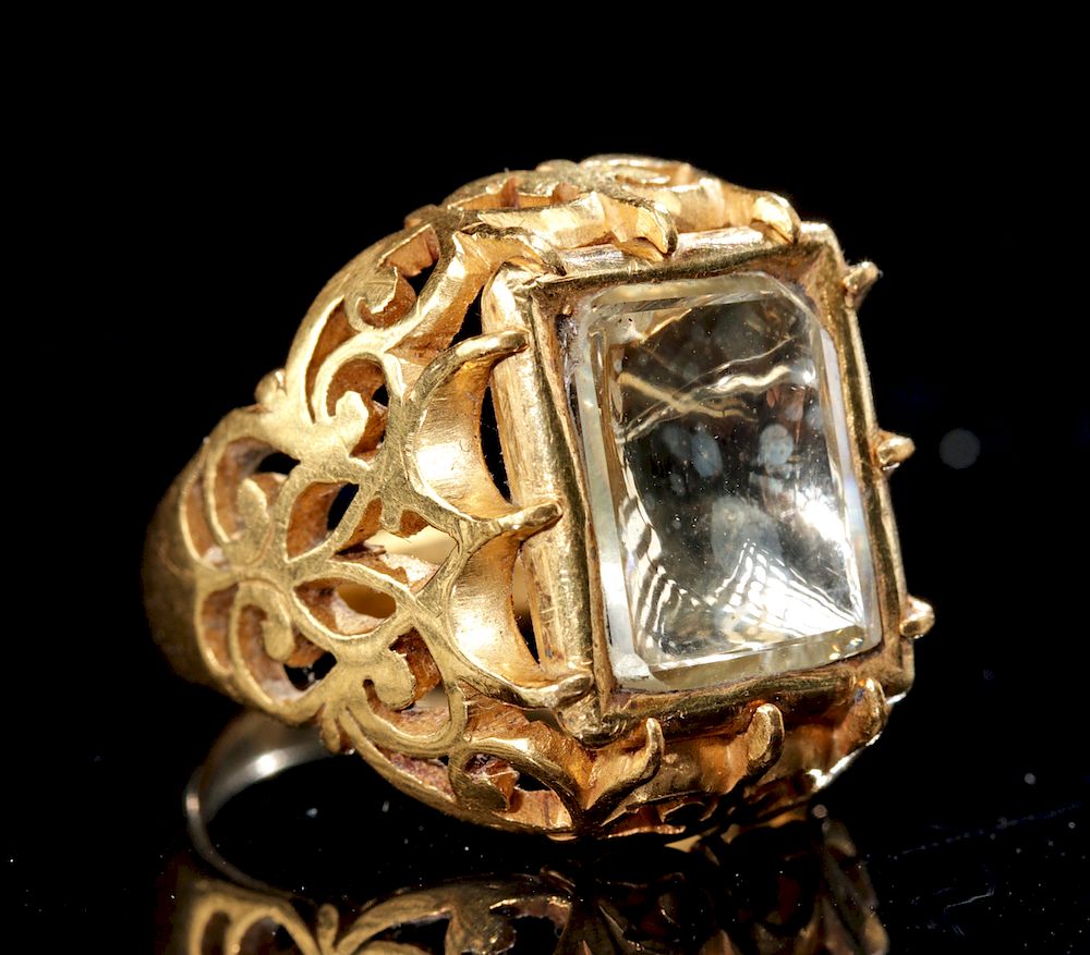 Appraisal: Mughal Inspired K Gold Ring w Diamond Carat Central Asia