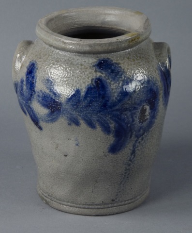 Appraisal: Mid-Atlantic Ovoid Stoneware CrockHaving drippy cobalt foliate decoration on shoulder