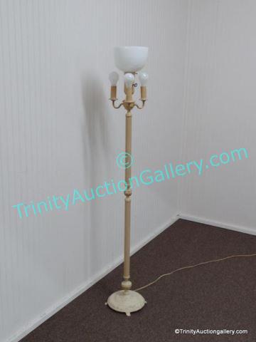 Appraisal: Antique ca 's Pole Style Torch Lamp With original milk