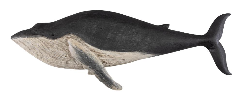 Appraisal: ROGER MITCHELL CARVED AND PAINTED WOODEN HUMPBACK WHALE KINGSTON MASSACHUSETTS