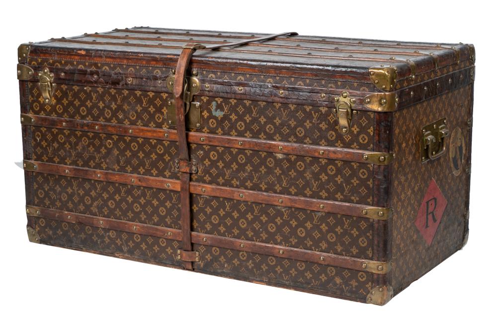 Appraisal: LOUIS VUITTON TRUNKwith label to interior I Rue Scribe Paris