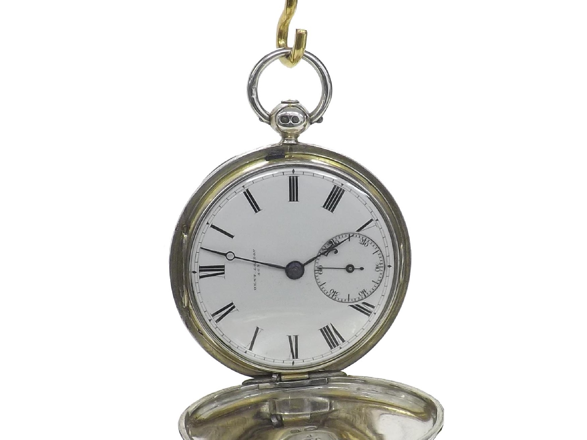 Appraisal: Dent London silver fusee lever hunter pocket watch London signed