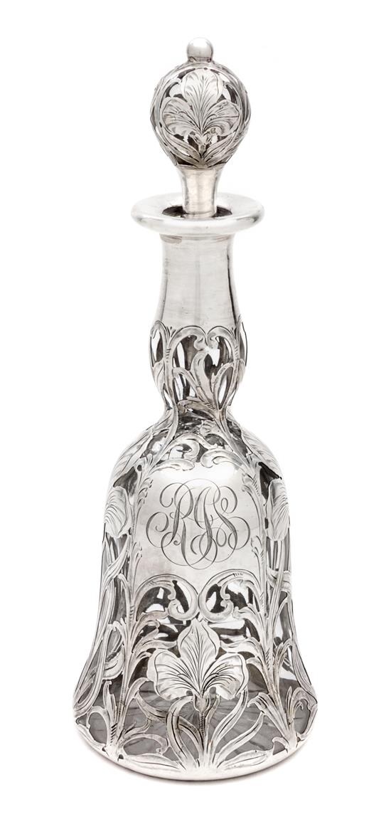 Appraisal: Sale Lot An Art Nouveau Silver Overlay Glass Decanter retailed